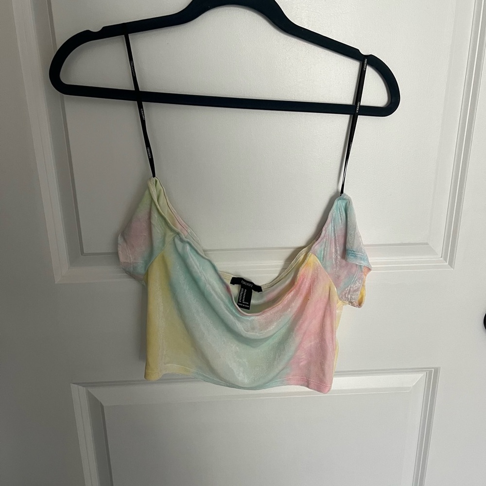 Off the shoulder velvet tie dye shirt